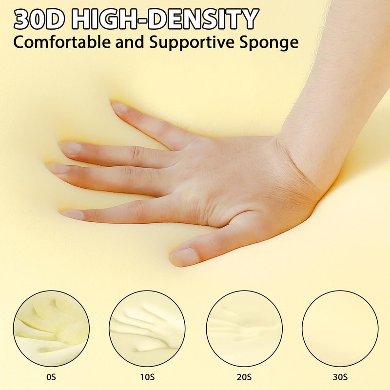 Luxurious Curved Lash Bed Topper & Bed Cover - Ergonomic Massage Table FoamTopper Wave Mattress Support The Body 30D High Density Foam with Salon Be Cover - Black