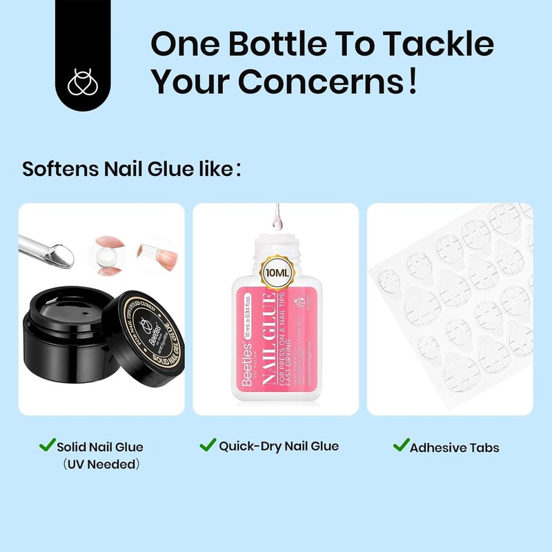 Beetles Nail Glue Remover - Non-Acetone Adhesive Remover with Cuticle Tool | 20ml Gentle Formula for Press-On Nails