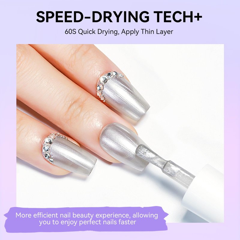 MIZHSE Pearlescent Nail Polish Set, 6 Colors Quick Dry Pearl Nail Polish, Air Fast Drying Nail Lacquer Non Gel Oil-based Pink Purple Blue Gray Nail Art Manicure Home DIY Gift for Women