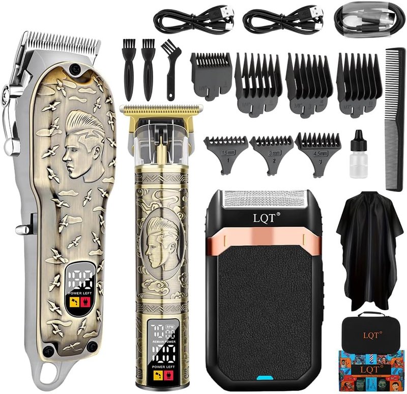LQT Hair Clippers - Professional Cordless Clippers with LED Display & Rechargeable Beard Trimmer | Hair Cutting Kit