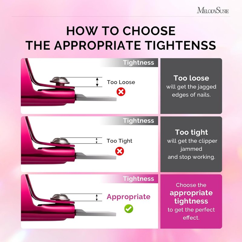 MelodySusie Acrylic Nail Clippers - Professional Adjustable Stainless Trimmer with 15pcs Magnet Sizers | Plum Color
