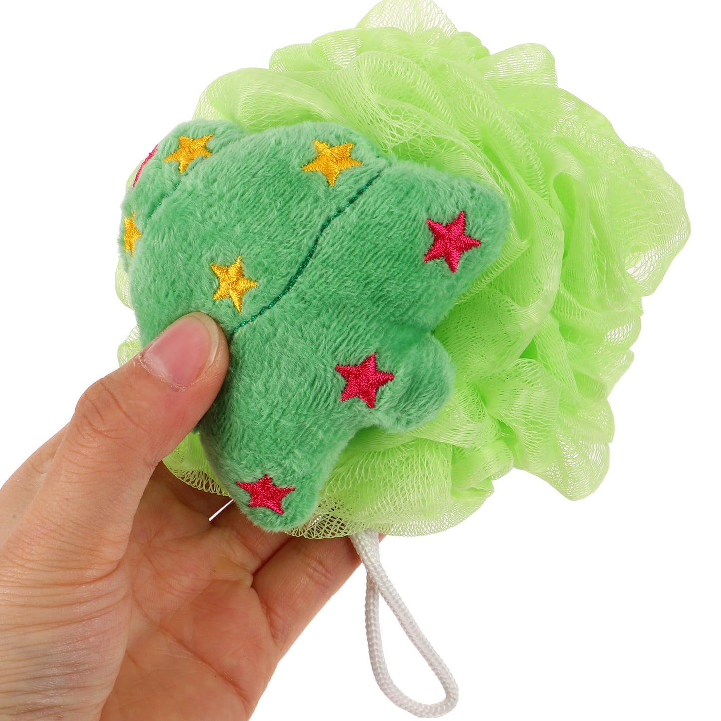 SOLUSTRE Christmas Loofah Sponge Body Scrubber 3Pcs Christmas Bath Character Loofahs Santa Christmas Tree Snowflake Loofah Bath Pouf Mesh Skin Cleaning Scrubber for Adults Christmas