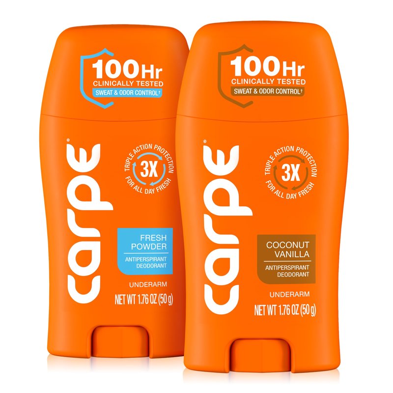 Carpe Deodorant Antiperspirant Women's Variety Pack - 100 Hour Sweat & Odor Control - Women's Clinical Strength Deodorant - Antiperspirant for Excessive Sweating - Coconut Vanilla & Fresh Powder