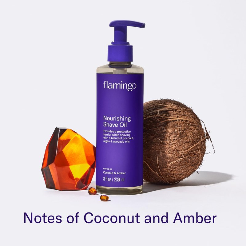 Flamingo Nourishing Shave Oil for Women with Coconut, Argan, & Avocado oils, 8 FL OZ, Pack of 3