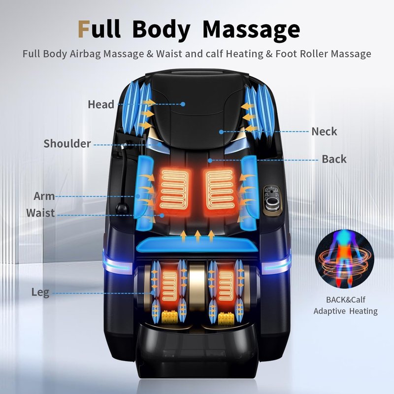 Skiennix Full Body Zero Gravity Massage Chair - 51'' SL Track, 20 Auto Programs, 3D Shiatsu & Heating