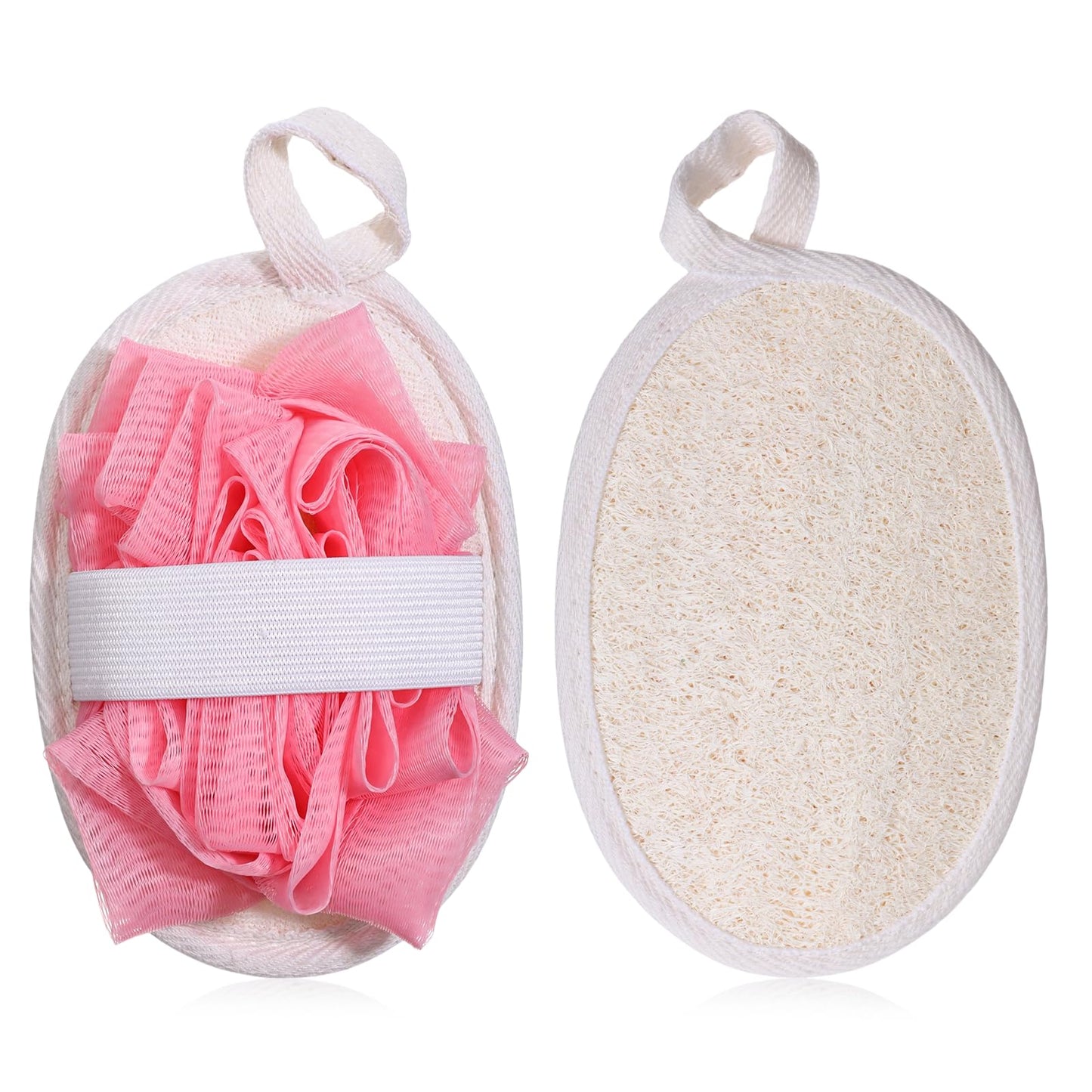 ElevateTech Natural Loofah Sponge Loofah Exfoliating Facial Scrubber BathLoofah for Women Men Shower Scrubber for Body Perfect for Exfoliation Cleansing Made of Natural Luffa and Terry Cloth