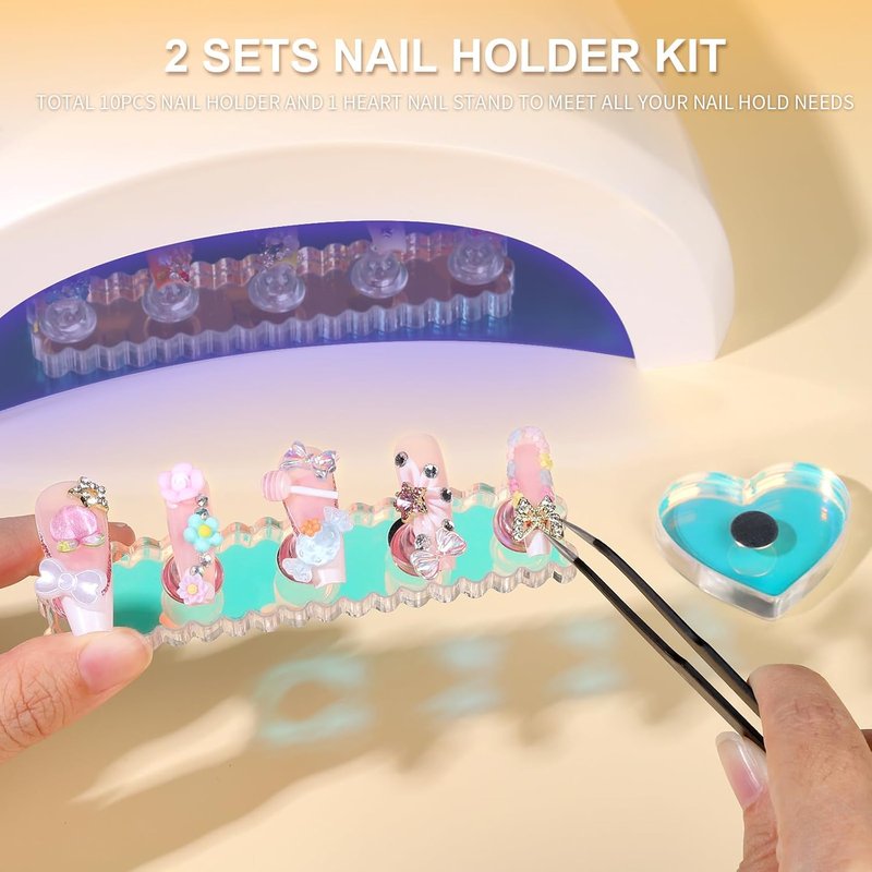 Fandamei Nail Stand - 2 Set Magnetic Acrylic Nail Holders for Easy Nail Art Practice | Ideal for Press-On Nails