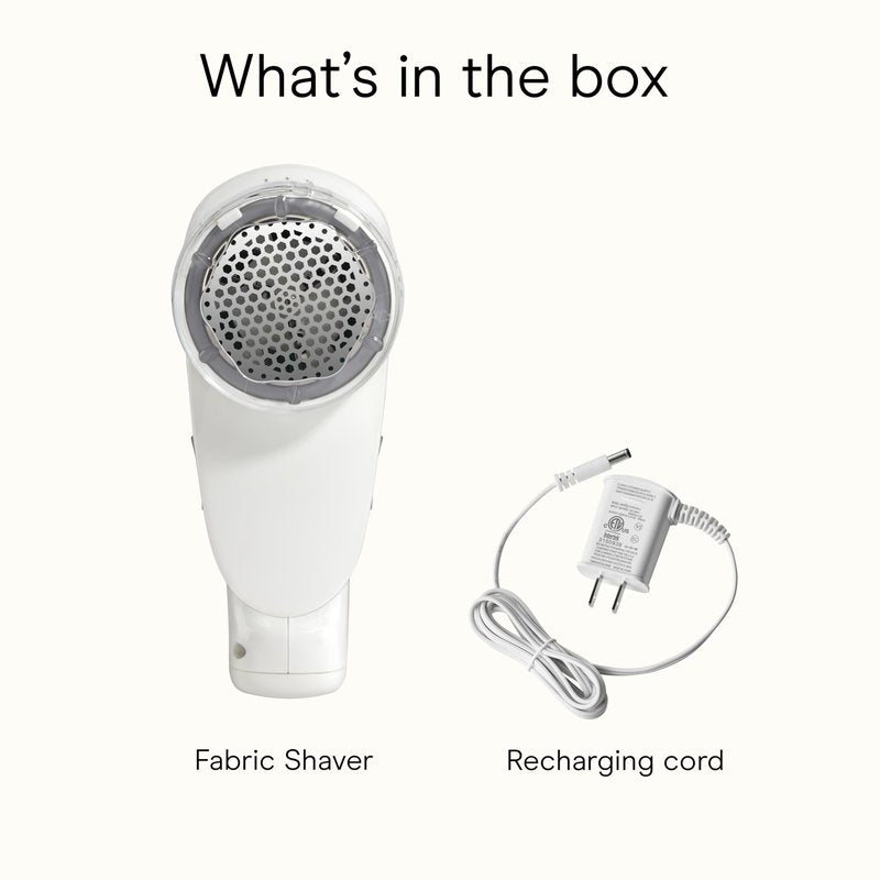 Conair Fabric Shaver and Lint Remover, Rechargeable Portable Clothes Shaver with 3 Settings, Fuzz Remover for Sweaters, Clothing, and Furniture, Large 2-Inch Shaving Head, White