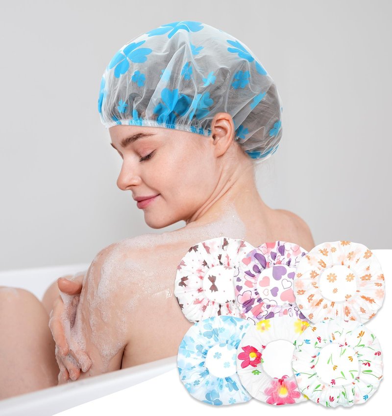 Kids Shower Cap, 6 Pcs Reusable Shower Cap for Kids for Girls, Toddler (6 Colors)