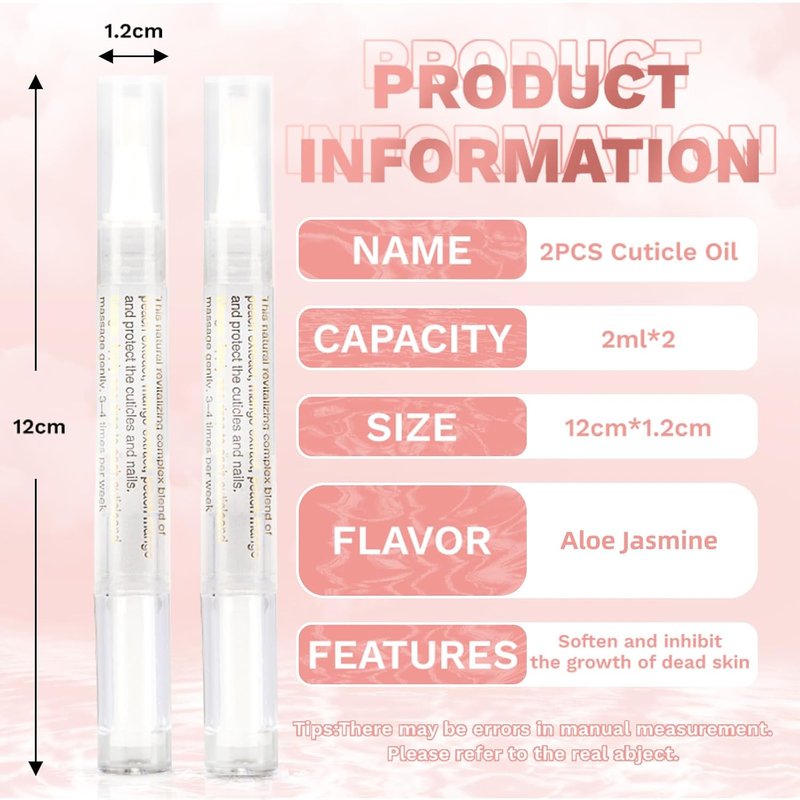 Meschett Cuticle Oil Pens - Revitalizing Nail Care with Soft Brush | Aloe & Jasmine Flavor (2PCS)