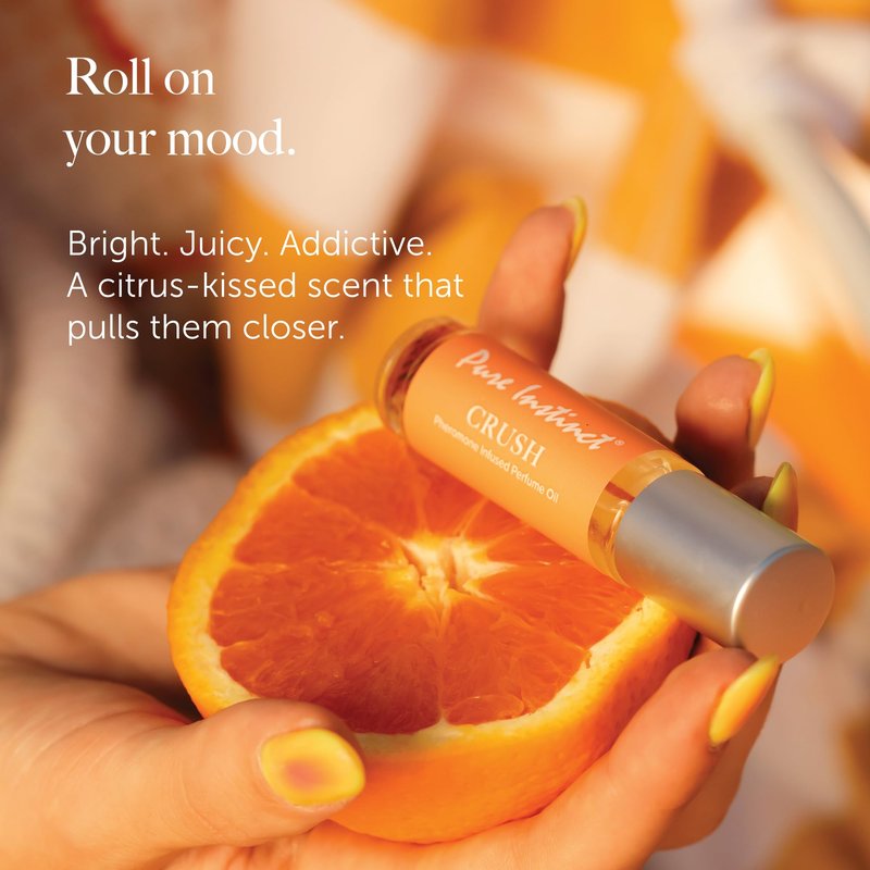 Pure Instinct CRUSH The Original Pheromone Infused Essential Oil Perfume Cologne - For Her Women - TSA Ready (Roll On Bottle 0.34 Fl. Oz./10.2mL)