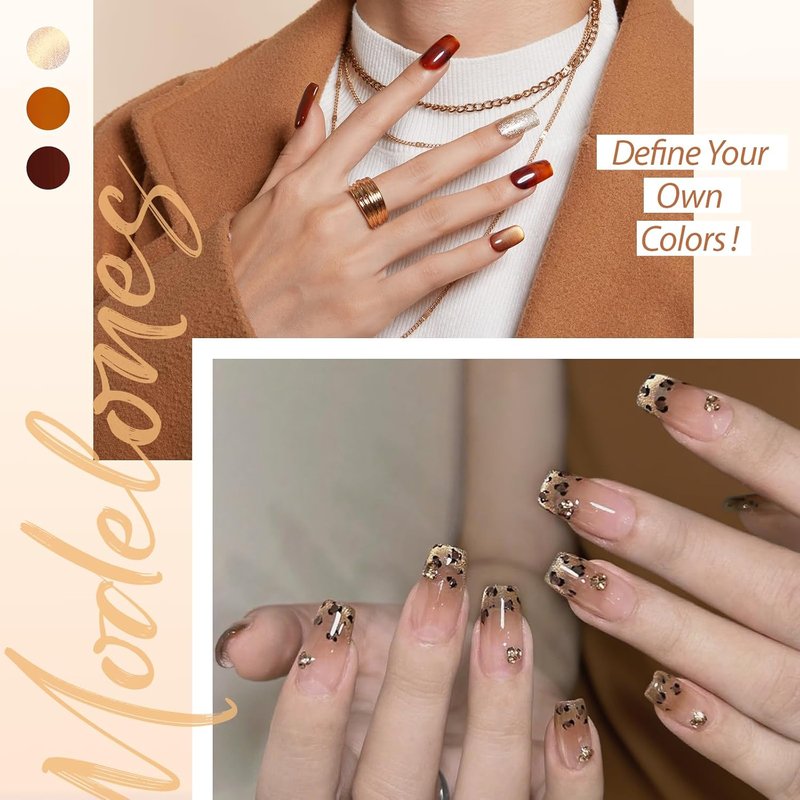 Modelones Gel Nail Polish Set - 6 Colors with Clear Blooming, Glitter & Cat Eye Effects | LED Mani Kit