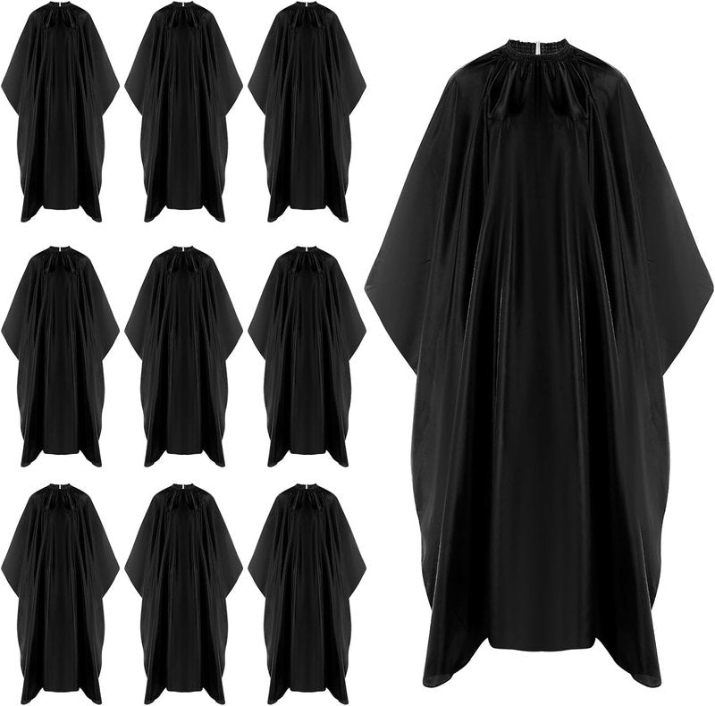 Professional Hair Cutting Capes - 10 Pcs Adjustable Waterproof Barber Capes for Adults | Black