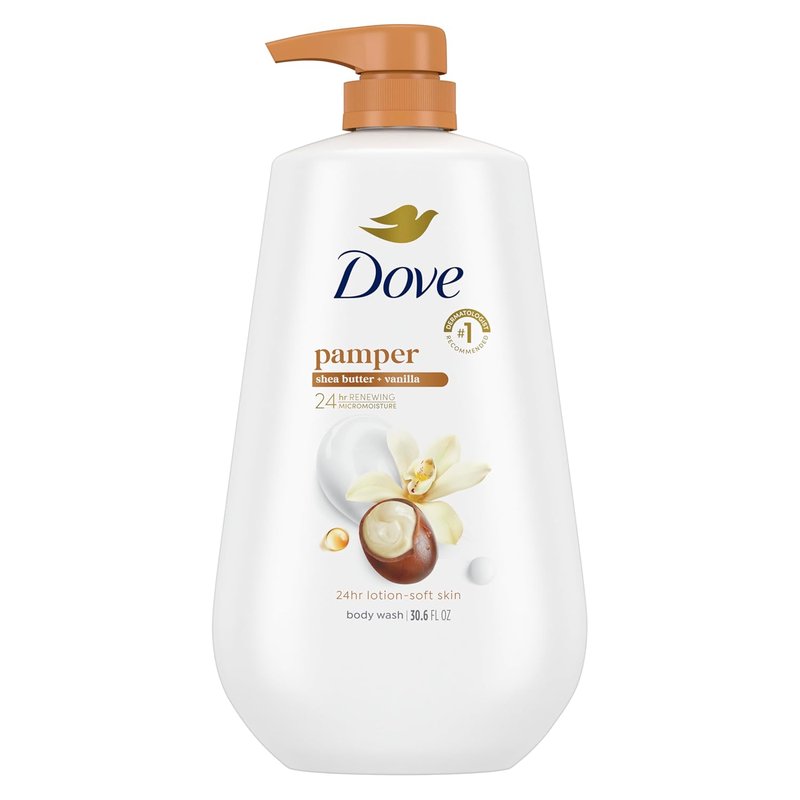 Dove Body Wash - Shea Butter & Vanilla Moisturizing Cleanser | 24-Hour Hydration, 30.6 oz