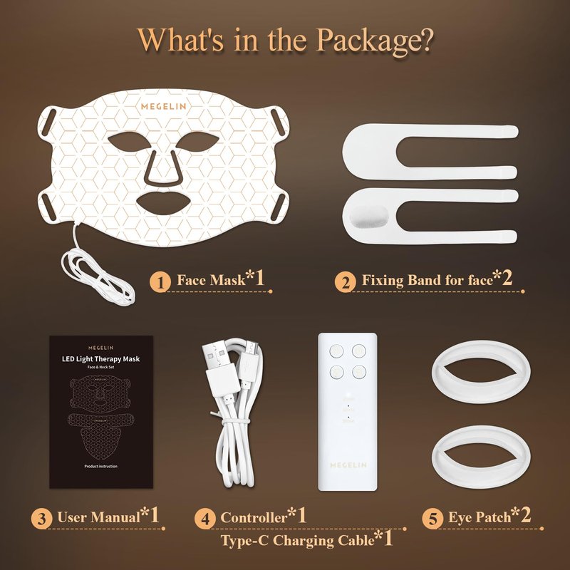 LED Light Therapy Facial Mask - 7 Color Skin Rejuvenation for Wrinkle Reduction | Infrared Treatment (White)