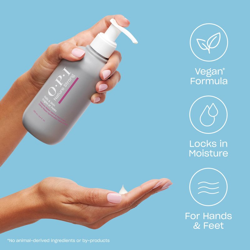 OPI Nature Strong Nails & Skin - Moisture Misson Hand & Foot Cream | Enriched with Shea Butter & Glycerin for Silky-Smooth Skin | Infused with Avocado & Sweet Almond Oil | 8.4 Fl Oz | 250 mL