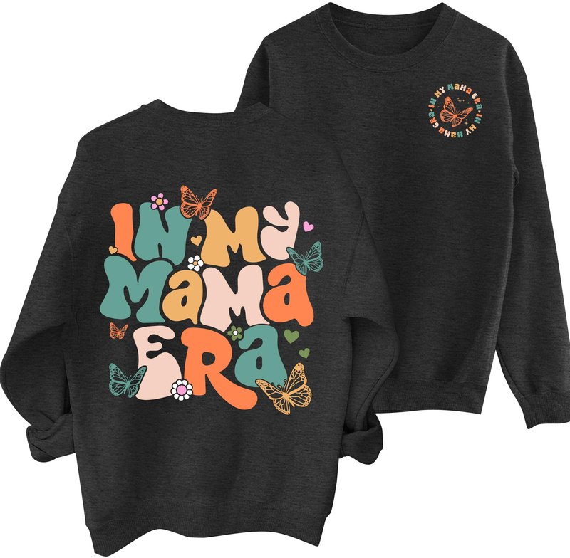 PECHAR Mama Sweatshirt for Women In My Mom Era Sweatshirt New Mom Gifts Long Sleeve Mama Era Crewneck Pullover Top Grey