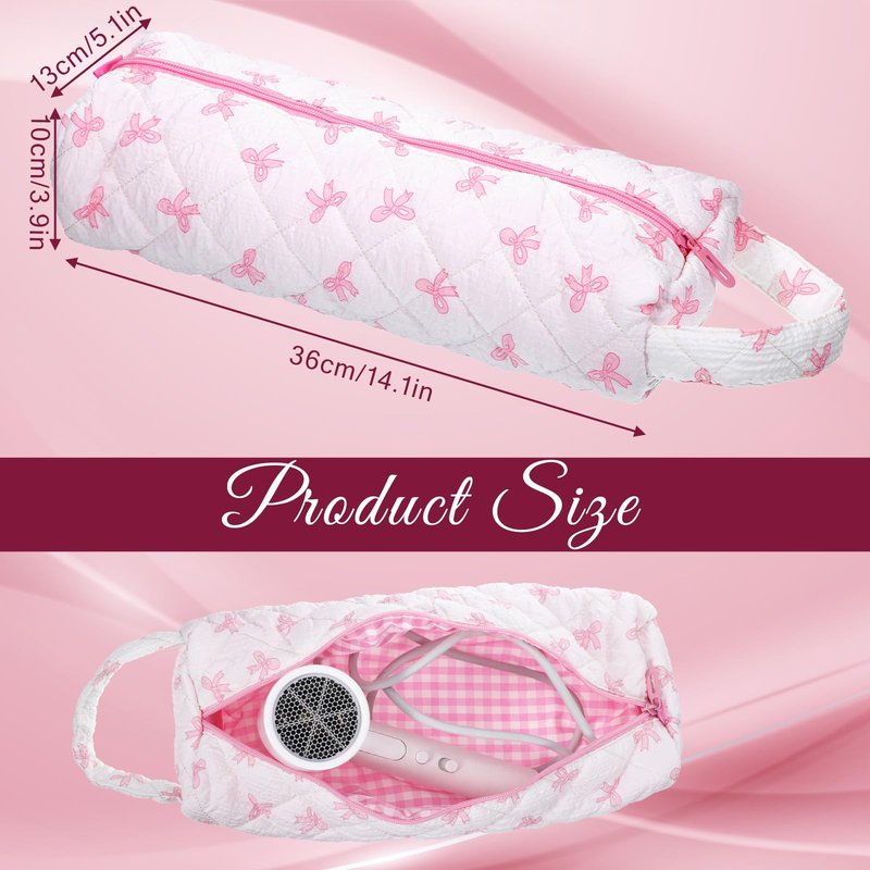 Hair Tools Travel Bag 14x5x3.9inch Hair Dryer Bag Portable Pink Travel-Case Hair-Styling Accessories Storage Case for Curling Irons Flat Irons Travel Essentials Haircare Accessories