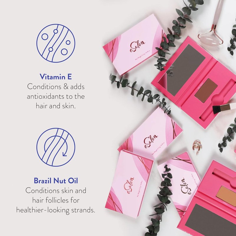 eSalon Root Touch Up + Brow Powder - Light Brunette Hairline Concealer for Thinning & Gray Hair | Creates Fuller-Looking Hair