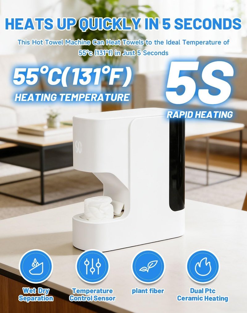 Skiennix Hot Towel Warmer - 5-Second Heating, 55°C Constant Temp | Ideal for Spa & Home Use