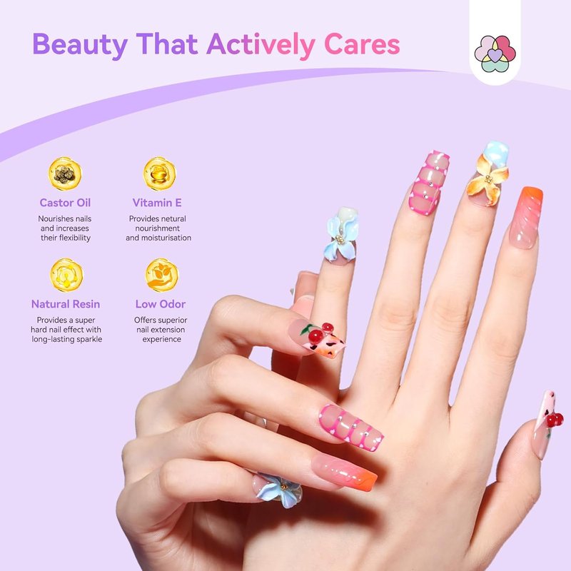 SAVILAND Poly Extension Gel Nail Kit - 15 Hema-Free Colors | Long-Lasting UV Light & Slip Solution for DIY Nail Art