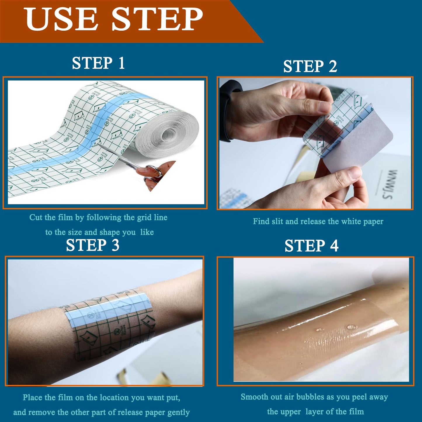 Tattoo Aftercare Waterproof Bandage,8" x 6 Yard,Waterproof Transparent Film,Latex-Free Second Skin Bandage Tattoo Cover Up Patch for Faster Tattoo Healing Recovery and Skin Care Protection