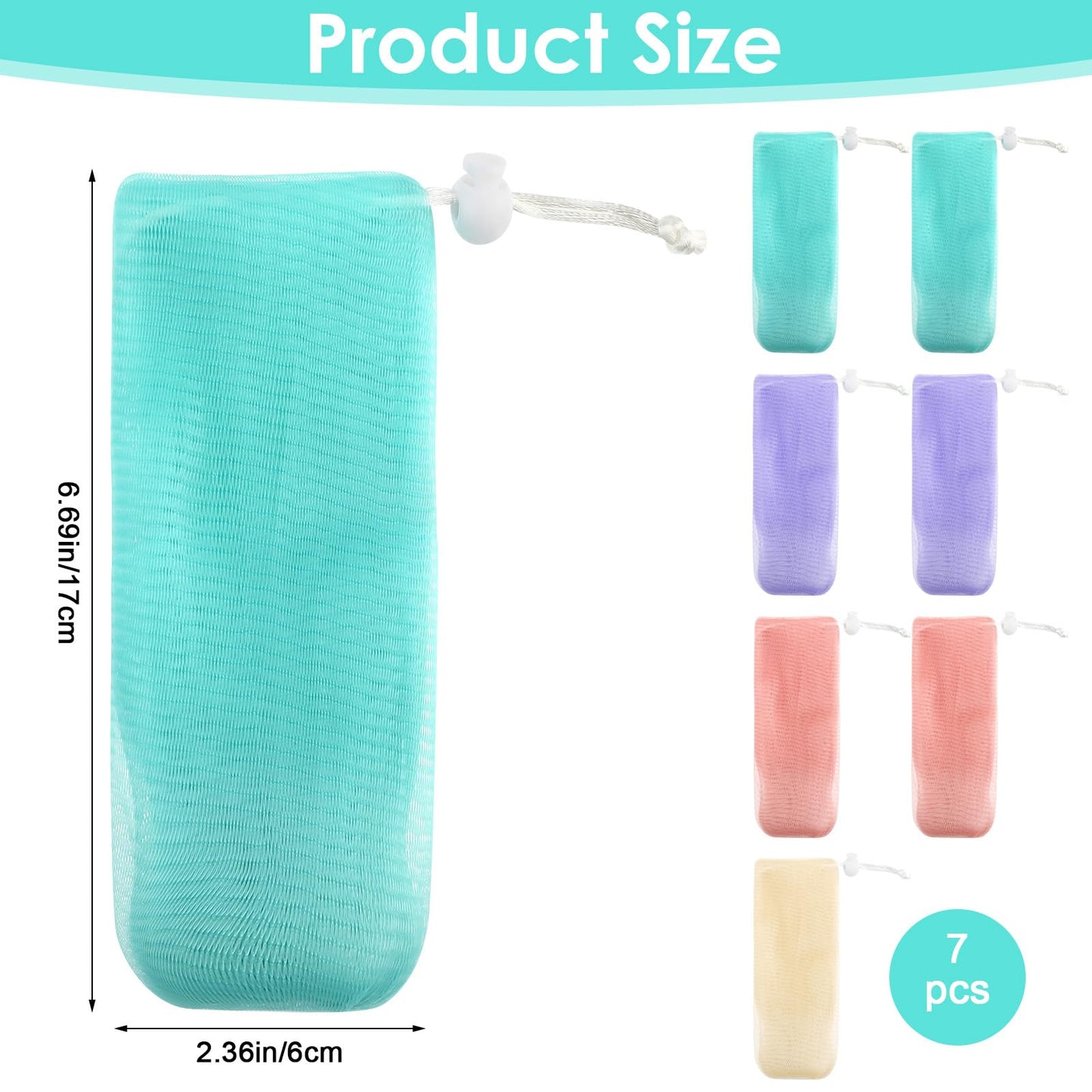 Soap Savers for Bars Soaps, 7 PCS Exfoliating Mesh Bar Soap Pouch Pocket Soap-Foaming Nets Sleeve Multicolor Bar Soaps Holder with Drawstring for Bath Shower Facial Cleaning Body Wash
