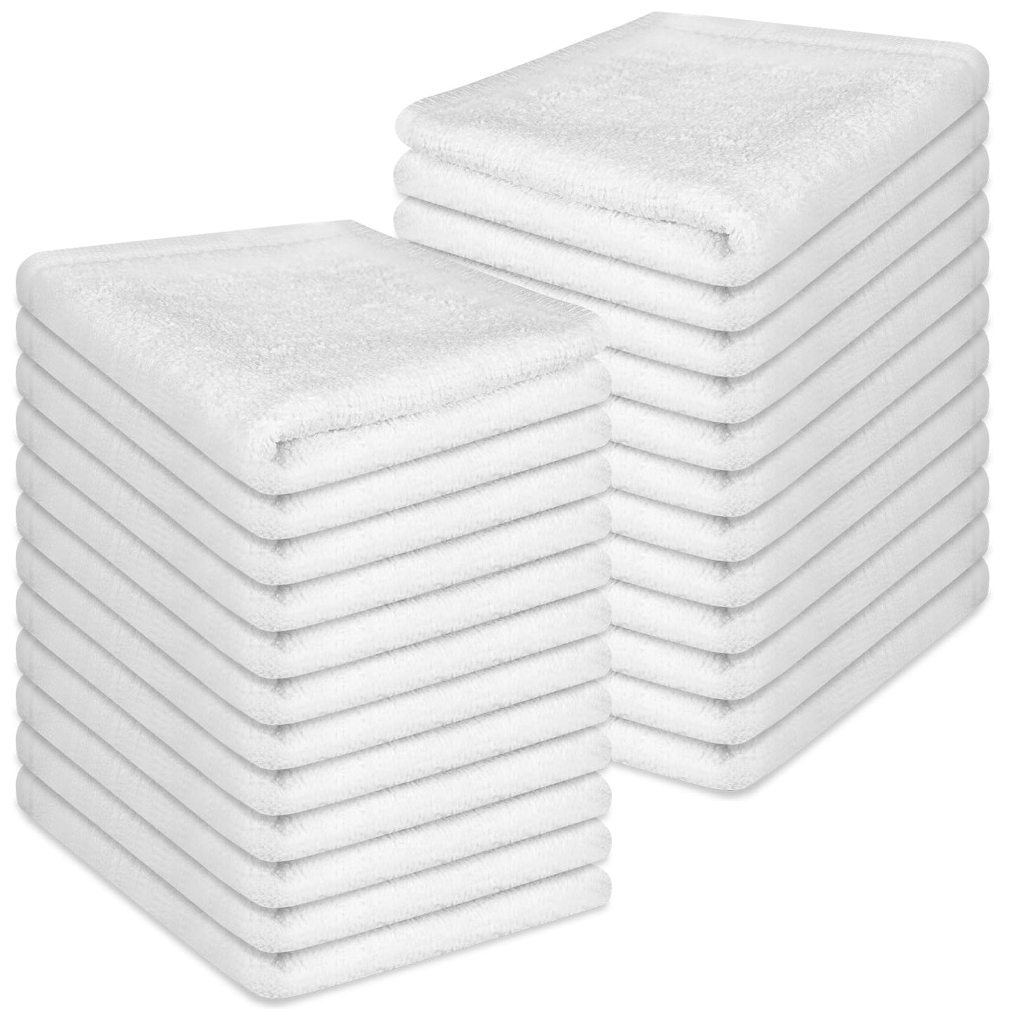 ZHAYAO 24 Pack 100% Cotton Wash Cloth, 12x12 Inch Highly Absorbent and Soft Feel Fingertip Towels, Machine Washable Washcloths for Bathroom, Gym, Hotel, Spa and Kitchen, White