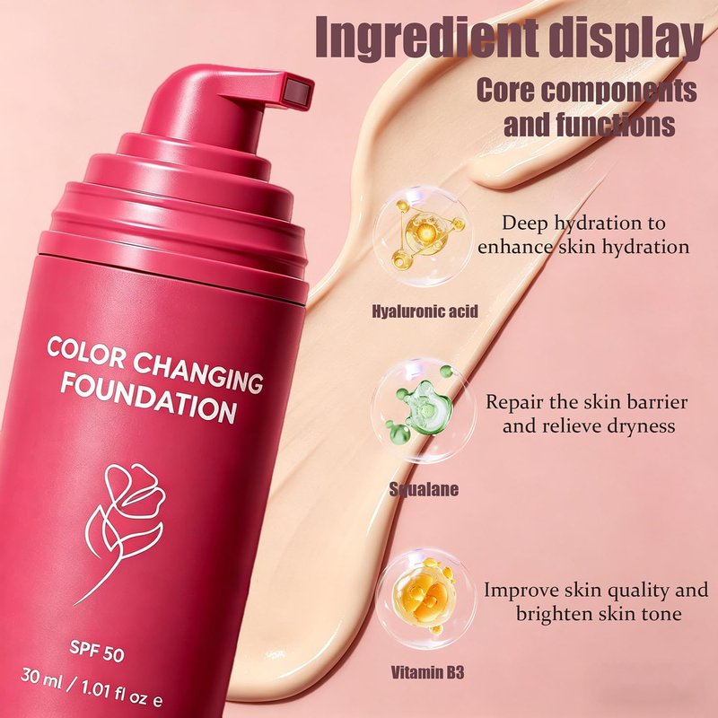 Skiennix Korean Color Changing Foundation - Smart Adaptive Pigment for All Skin Tones | Hydrating & Long-Lasting