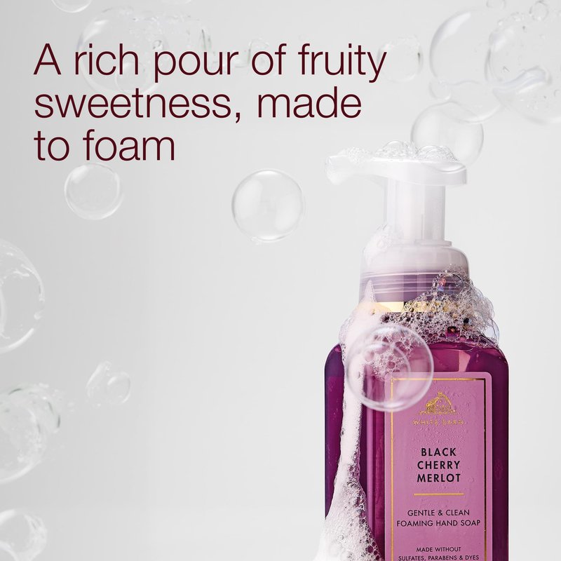 Bath & Body Works Black Cherry Merlot Gentle & Clean Foaming Hand Soap - Germ-Cleansing Hand Soap with Gentle Cleansing & Conditioning Formula - Dermatologist Approved - Thoughtful Gift - 3-Pack