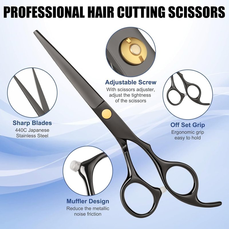 Professional Hair Cutting Scissors Set - Stainless Steel Shears & Thinning Scissors for Salon & Home Use | Unisex