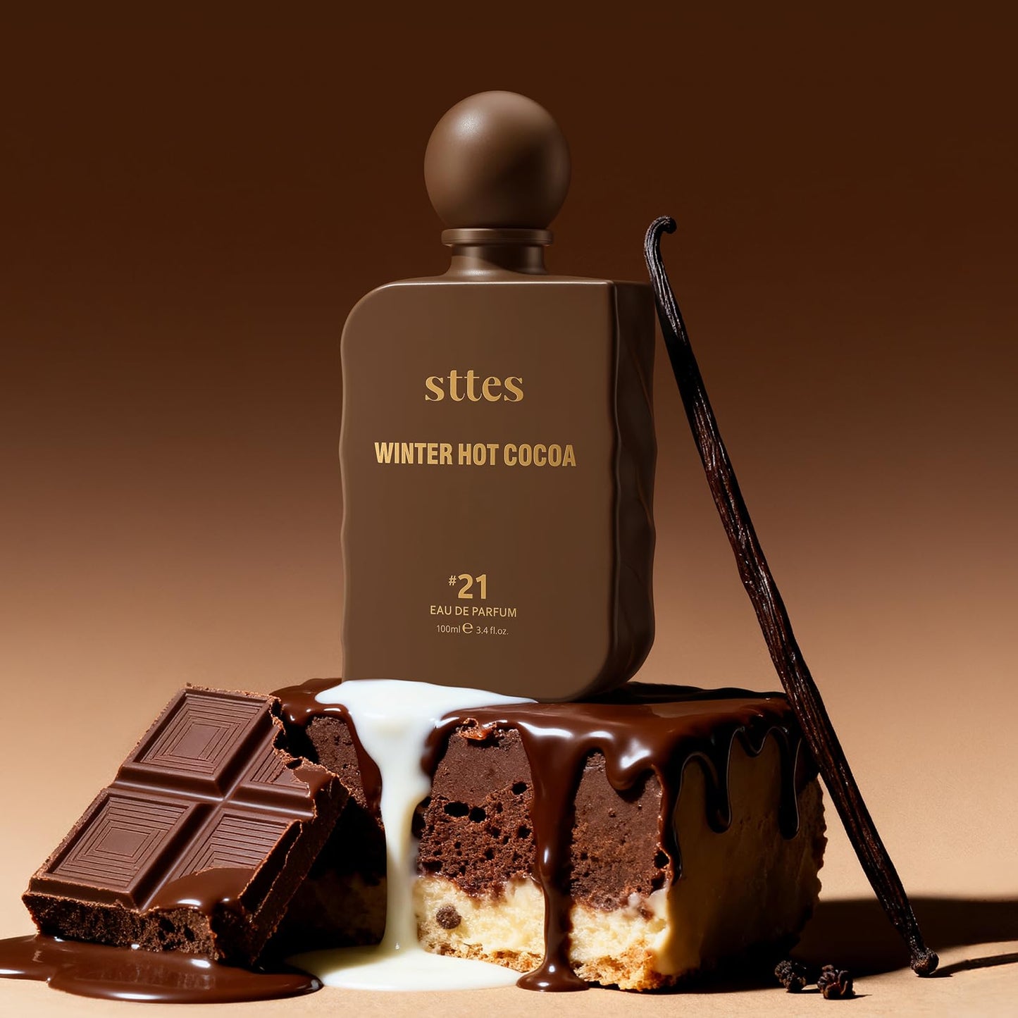 Sttes Perfume #21 for Women – Winter Hot Cocoa Eau de Parfum, Warm Cocoa, The Exact Sweetness You Remember:Hot Milk & Soft Vanilla Scent, Long-Lasting Sweet Gourmand Fragrance, 100ml