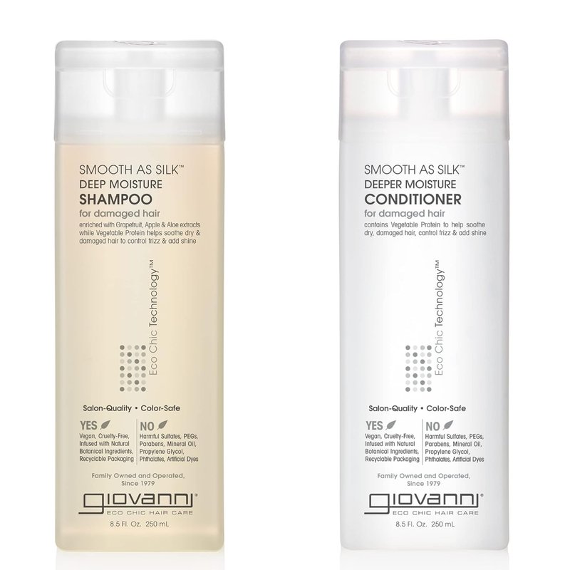 Giovanni Smooth As Silk Shampoo & Conditioner Set - 8.5 Oz | Frizz Control, Detangling, Color Safe