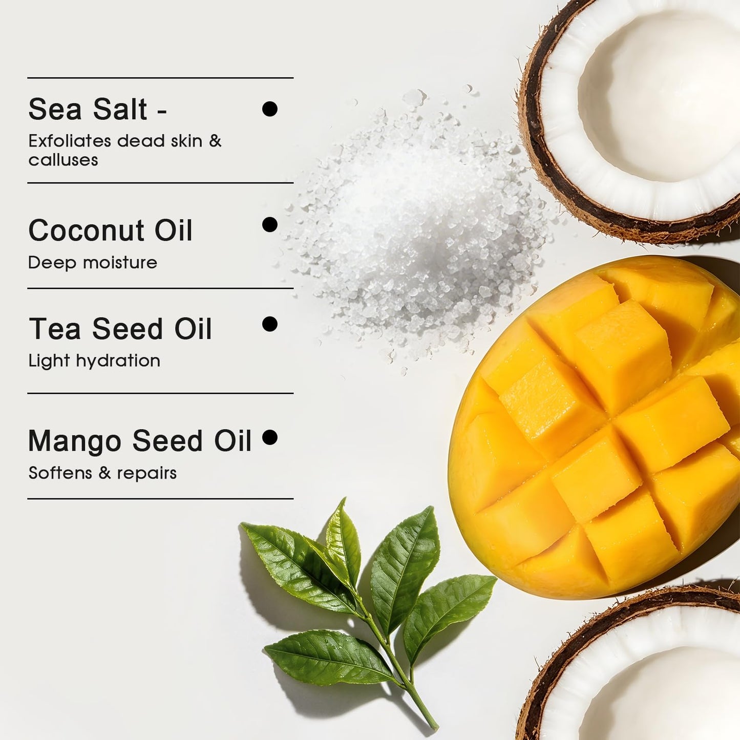 【Sea Salt Exfoliating Scrub】 – Foot Care Scrub for Dead Skin, Calluses & Cracked Heels – Gently Buffs Rough Dry Feet, Hydrating Foot Polish
