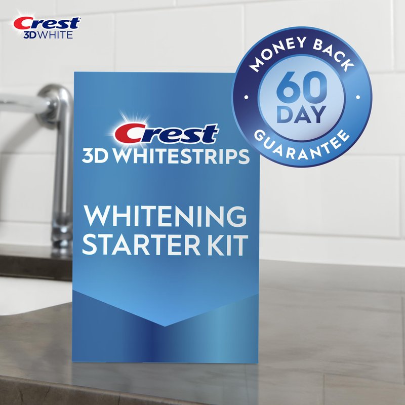 Crest 3D Whitestrips Whitening Starter Kit – Teeth Whitening Kit, 10 Treatments, Each with 1 Upper/1Lower, 20 Strips – Crest 3DWhite Teeth Whitening Strips