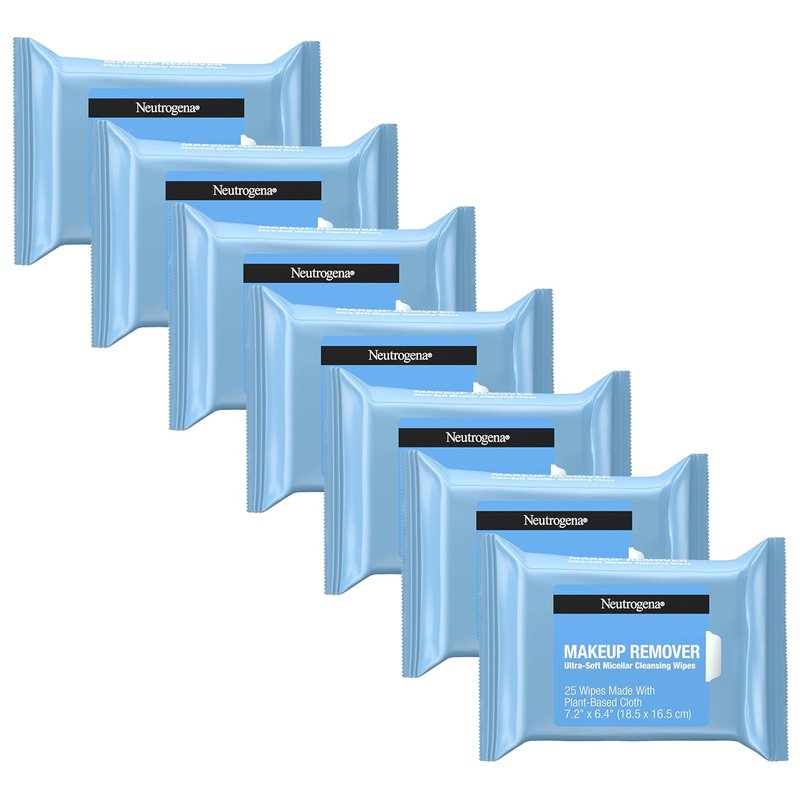 Neutrogena Makeup Remover Wipes - Ultra-Soft Micellar Cleansing Cloths | 25 Count, Alcohol-Free, 6 Pack