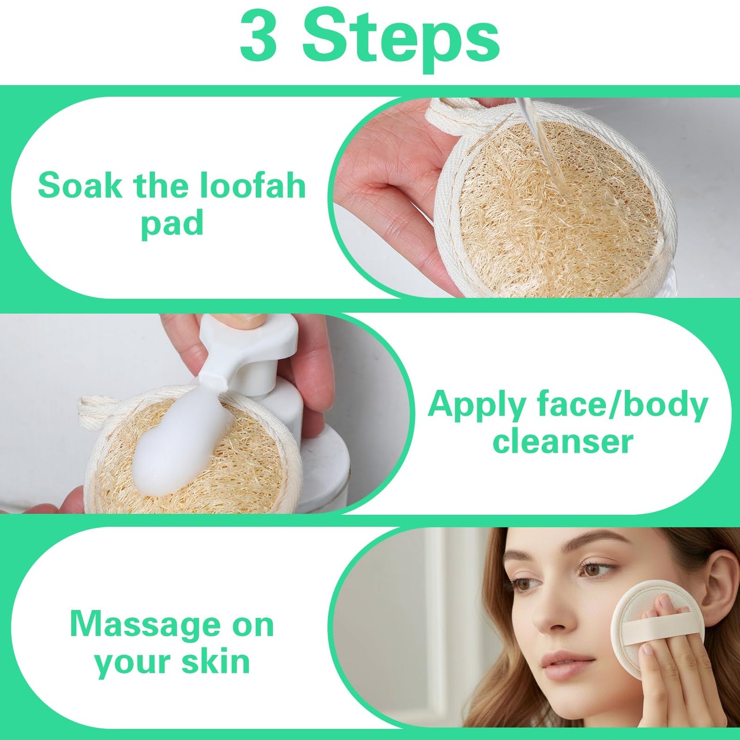 TIESOME 6 Pack Loofah Facial Scrubbers, Facial Cleanser Sponges Brush Exfoliating Scrub Pads Round Exfoliating Loofah Face Scrubber Made from Loofahes for Women Men