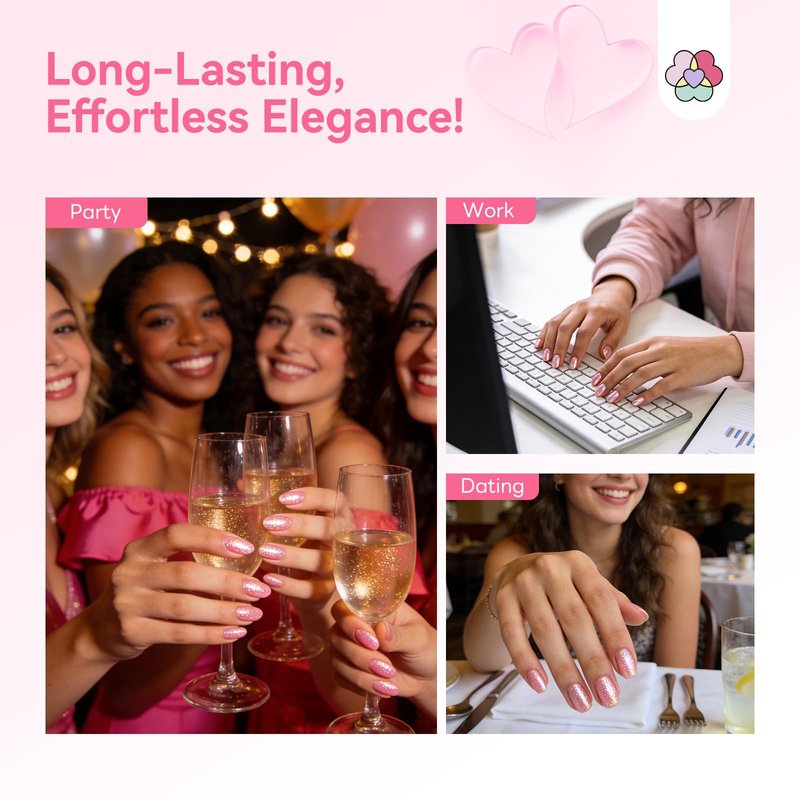 SAVILAND Valentine Nail Polish Set: Quick Dry 6 Colors Cat Eye Nail Polish Shimmer Romantic Pink Series Magnetic Cateye Fingernail Polish with Magnet Stick DIY Manicure Gift for Women Girls10ml