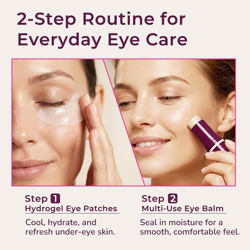 Skiennix Eye Care Set - Calcium Multi Balm Stick & 30 Pairs Under Eye Patches | Nourishing Moisturizing Formula
