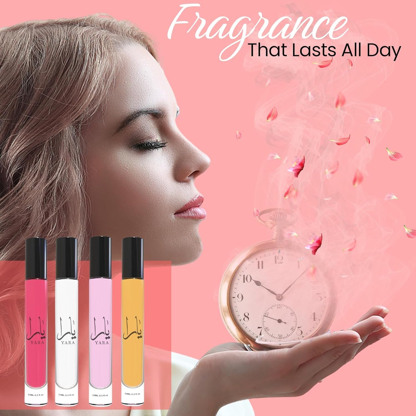 Yara Eau De Parfum Spray Set for Women - 4 Travel Size Fragrances | 0.34 Ounce Each, Floral & Sweet Scents