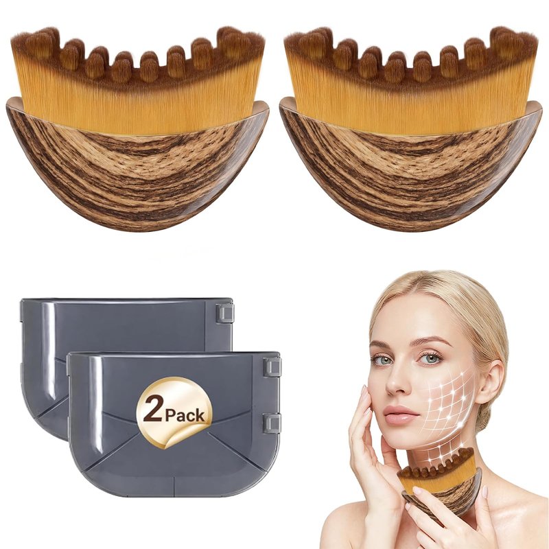 Lymphatic Contour Face Brush, Lymphatic Drainage – Soft Bristle Dry Brush for Face Sculpting, Lymphatic Drainage Brush to Reduce Puffiness & Define Jawline, Hypoallergenic Ergonomic Fit