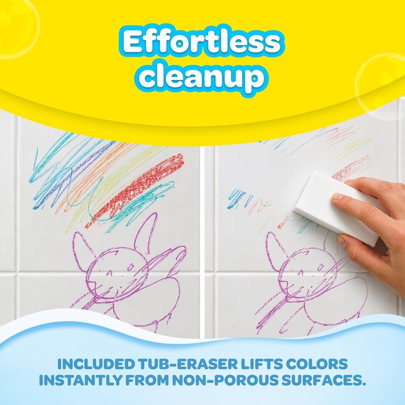 Crayola Bath Crayons Color Wheel, 19-Piece Set, Includes 18 Bathtub Crayons and 1 Eraser, Non-Toxic and Washable Bath Toys for Kids
