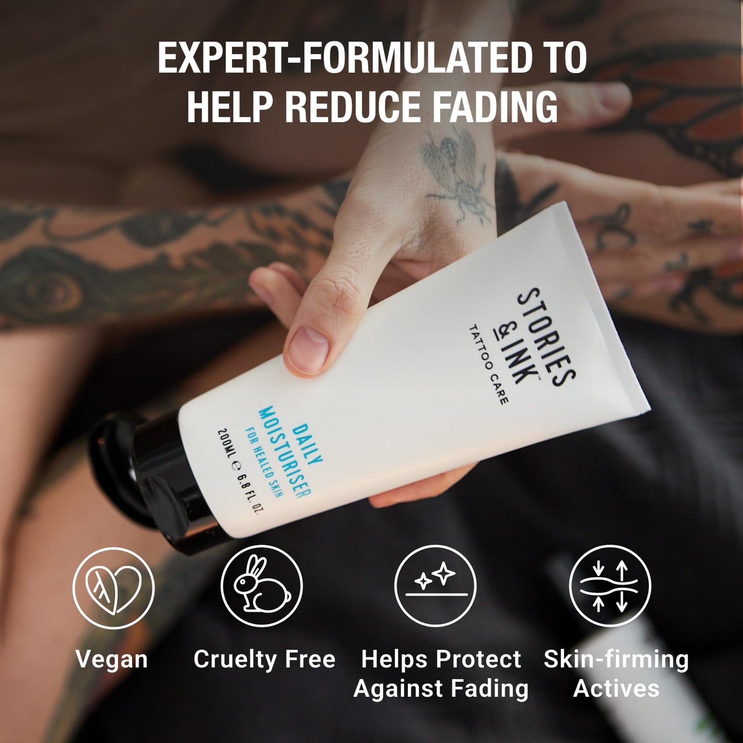 Stories & Ink Tattoo Preservation Pack (3-Piece) Daily Moisturizer, Vibrancy Serum and Highlighting Body Oil - Anti-Fade Ink Protection That Hydrates and Brightens Healed Tattoos