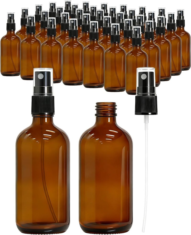 Amber Glass Spray Bottles - 35 Pack 4oz Fine Mist Containers for Essential Oils, Travel, Hair & Skin Care