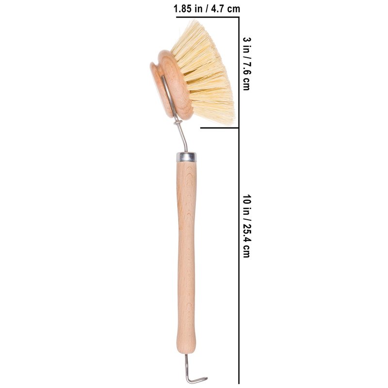 Redecker Dish Brush, Tampico Fiber, 2 Inch Round, Single – Wooden Dish Scrub Brush for Dishes & Cookware, Untreated Beechwood, Made in Germany