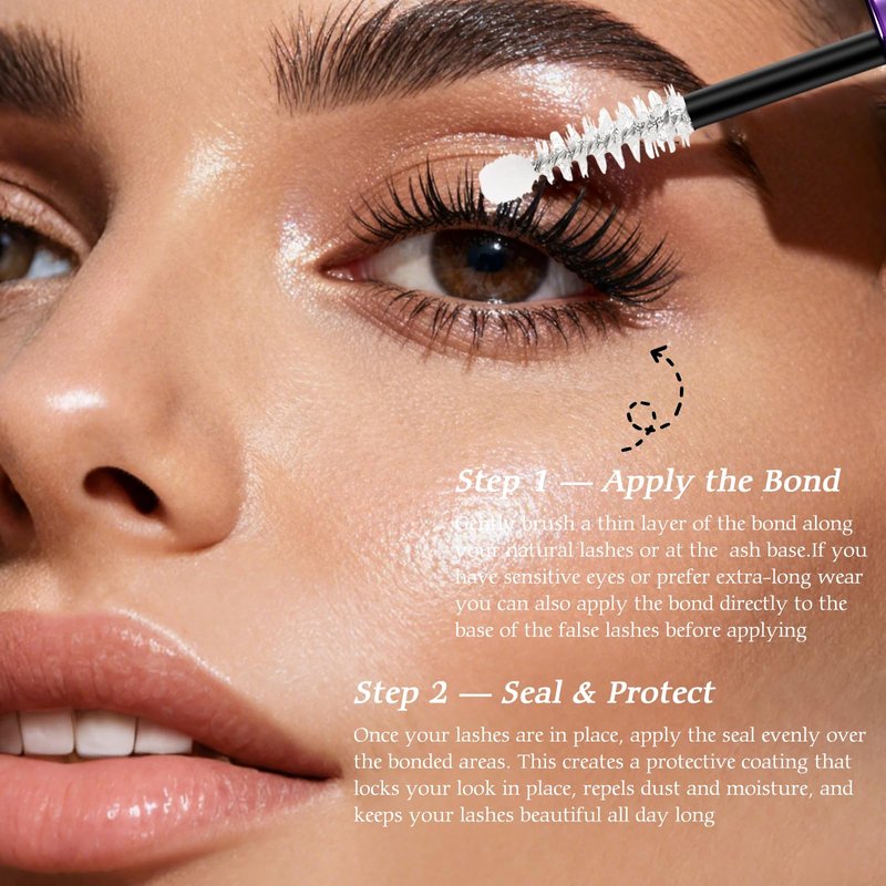 Lash Cluster Glue Bond and Seal 2-in-1 Eyelash Extension Adhesive, Waterproof Lash Glue for Cluster Lashes, Up to 72H Strong Hold, Easy Brush Applicator, Long-Lasting Natural Look