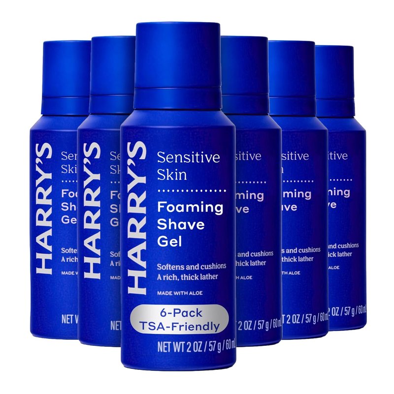 Harry's Foaming Shave Gel - Travel Size 2 oz | TSA Approved, Pack of 6 for On-the-Go Grooming