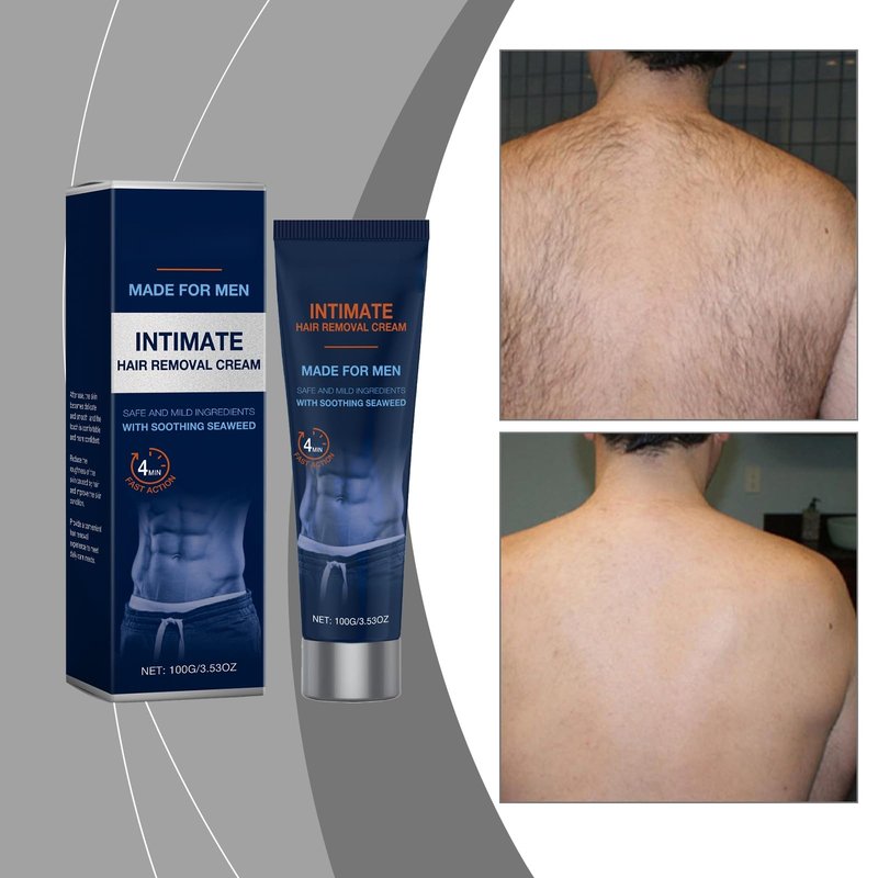 2PCS Men's Hair Removal Cream, Home Hair Removal Cream for Men - Residue-Free & Mark-Free Depilatory Cream, Moisturizing Gentle Formula with Seaweed Extract
