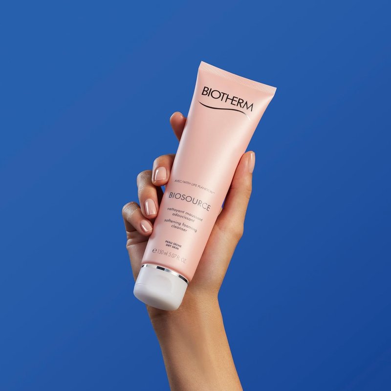 Biotherm Biosource Foaming Cleanser - Softening Rinse-Off Facial Cleanser for Dry Skin | 5.1 Fl. Oz.