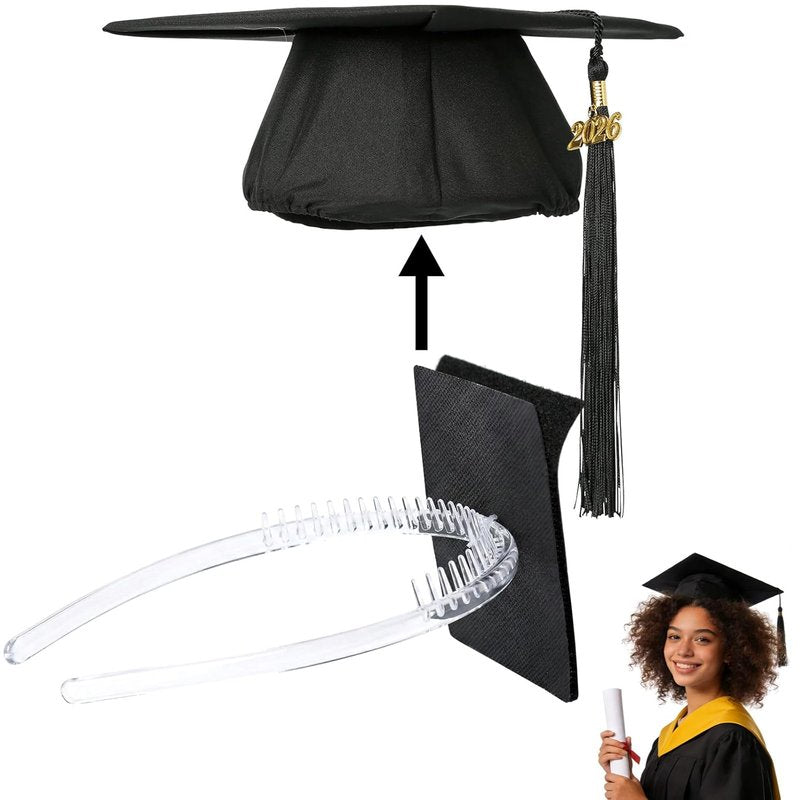 Skiennix Graduation Cap Headband - Super Strong Clear Design with Hook and Loop Felt | Perfect Gift for Graduates